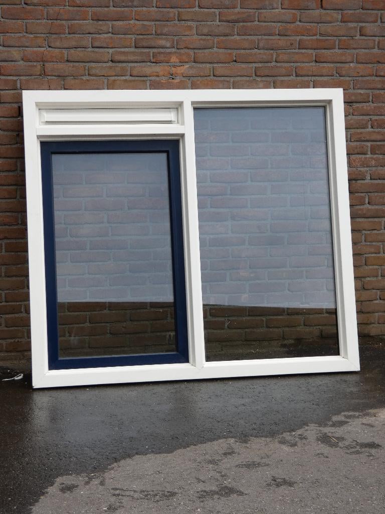 Kunststof raamkozijnen (140 cm x 159 cm) HxB, Doe-het-zelf en Verbouw, Glas en Ramen, Gebruikt, Gevelraam of Ruit, 120 tot 160 cm