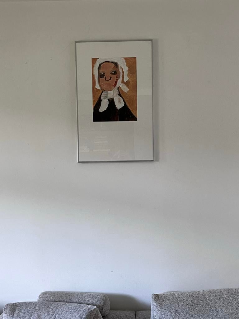 Kunst Nelleke de Nijs: Vrouw met lang haar in aluminium lijs, Antiek en Kunst, Ophalen of Verzenden