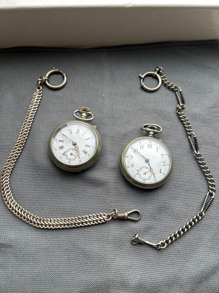 Beaucourt zakhorloge met ketting, Sieraden, Tassen en Uiterlijk, Horloges | Antiek, Overige merken, Zakhorloge, 1930 tot 1960