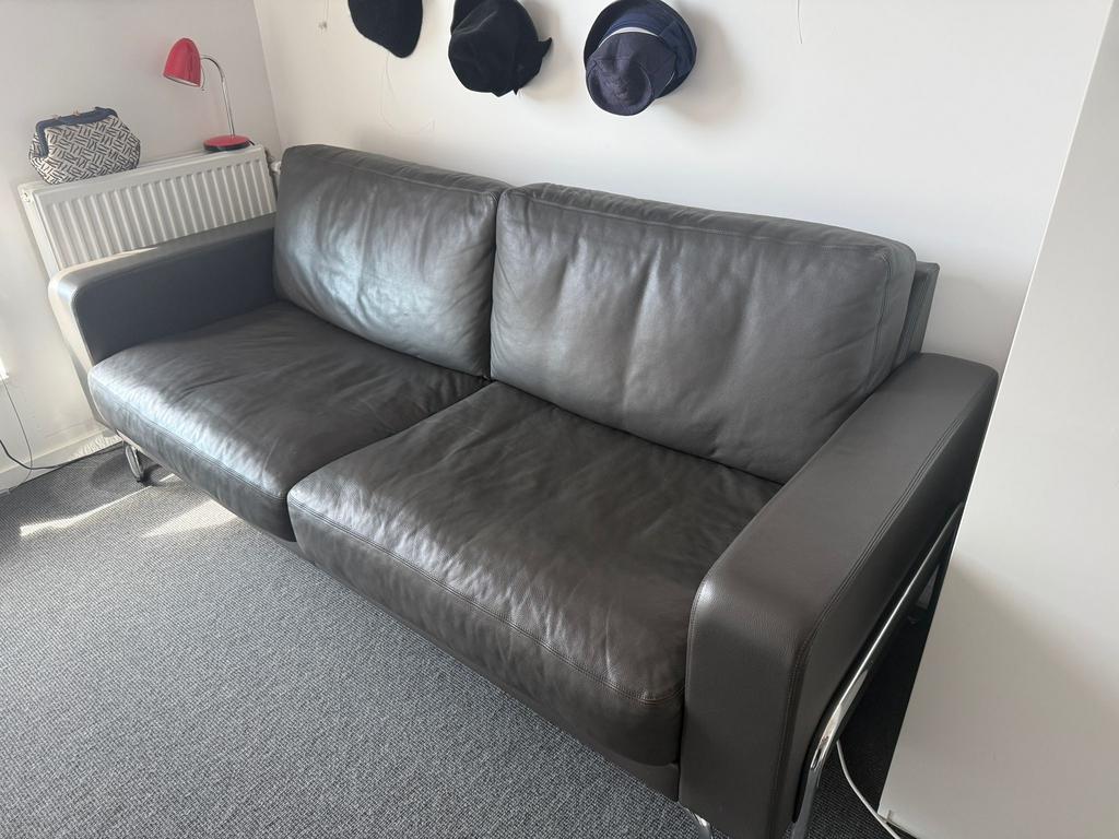 Gispen AD3 Bank grijs toledo leer, Huis en Inrichting, Ophalen, Gebruikt, 150 cm of meer, Leer