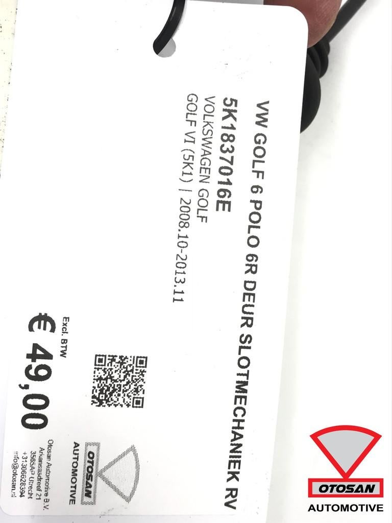 VW Golf 6 Polo 6R Deur Slotmechaniek Rechts Voor 5K1837016E, Auto-onderdelen, Gebruikt, Volkswagen, Volkswagen AG, Berliner Ring 2
38440  Wolfsburg, DE