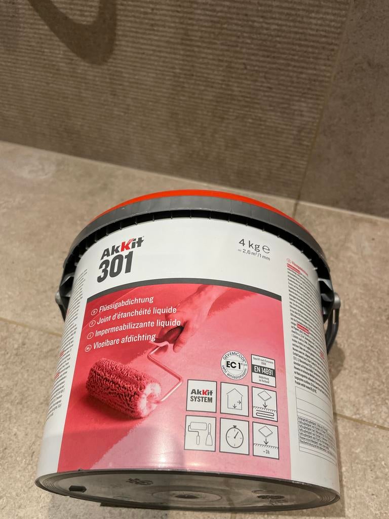 Akkit 301 Vloeibare afdichting 4 kg, Minder dan 5 liter, Ophalen of Verzenden, Nieuw, Rood