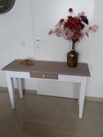 Mooie sidetable wit met zandkleur, Ophalen, 25 tot 50 cm, Rechthoekig, 100 tot 150 cm