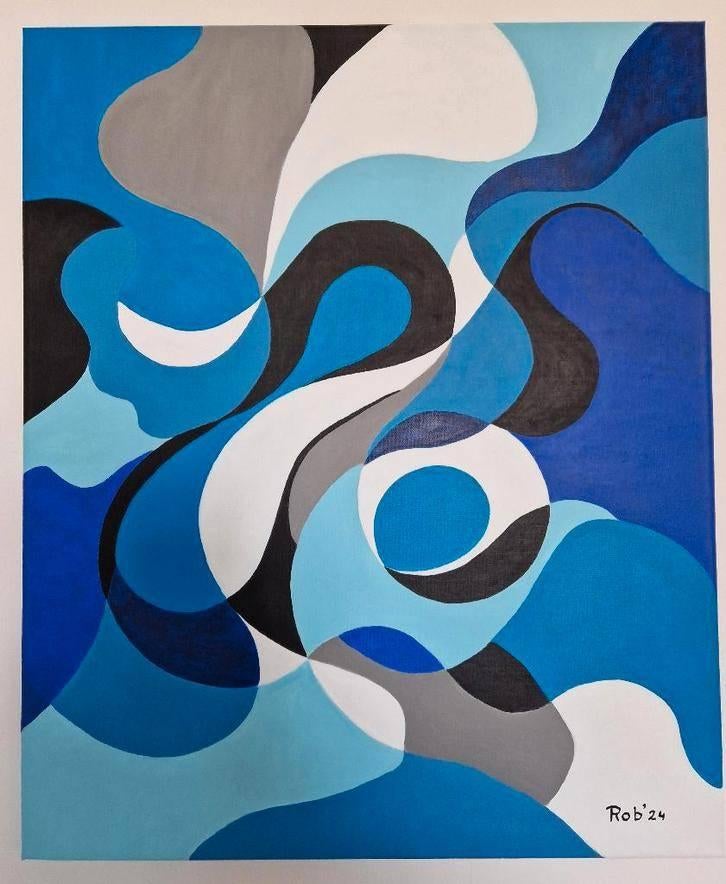 Abstract schilderij , zelf geschilderd op doek met acryl, Antiek en Kunst, Kunst | Schilderijen | Abstract, Ophalen