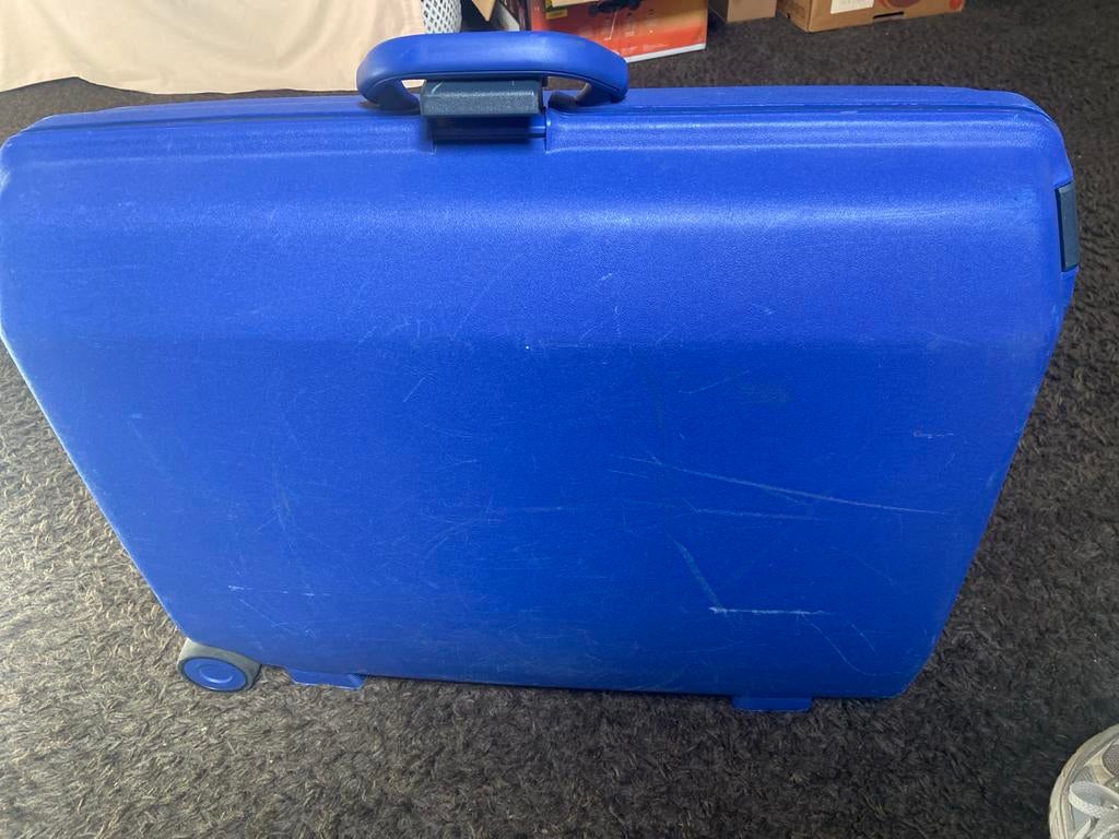 Blauwe Samsonite reiskoffer met wieltjes en cijferslot, Gebruikt, 20 tot 30 cm, Blauw, 60 tot 80 cm