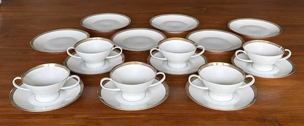 6 pers. Rosenthal Gala Brown soepkommen met borden, Ophalen of Verzenden, Zo goed als nieuw, Bord(en), Effen