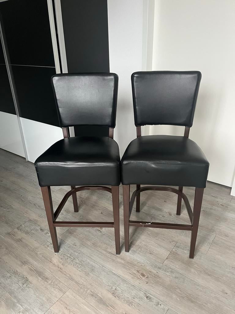 2 barkrukken, Ophalen, Gebruikt, Met voetsteun, Leer