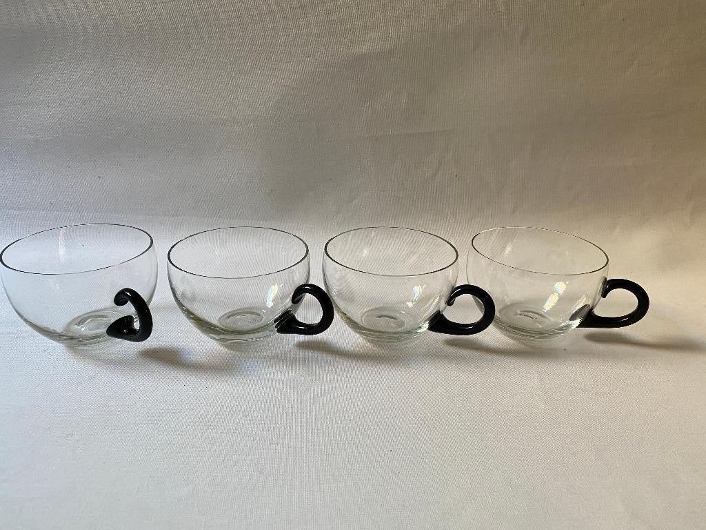 Art Deco Set van 4 Copier Leerdam bowl kopjes, Ophalen, Gebruikt, Overige typen