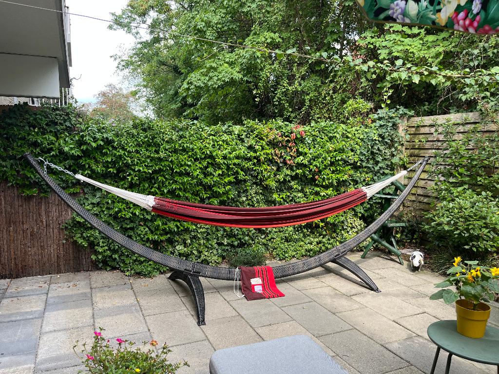 Hangmat met luxe standaard, Tuin en Terras, Hangmatten, Gebruikt, Met standaard, Buiten, Ophalen