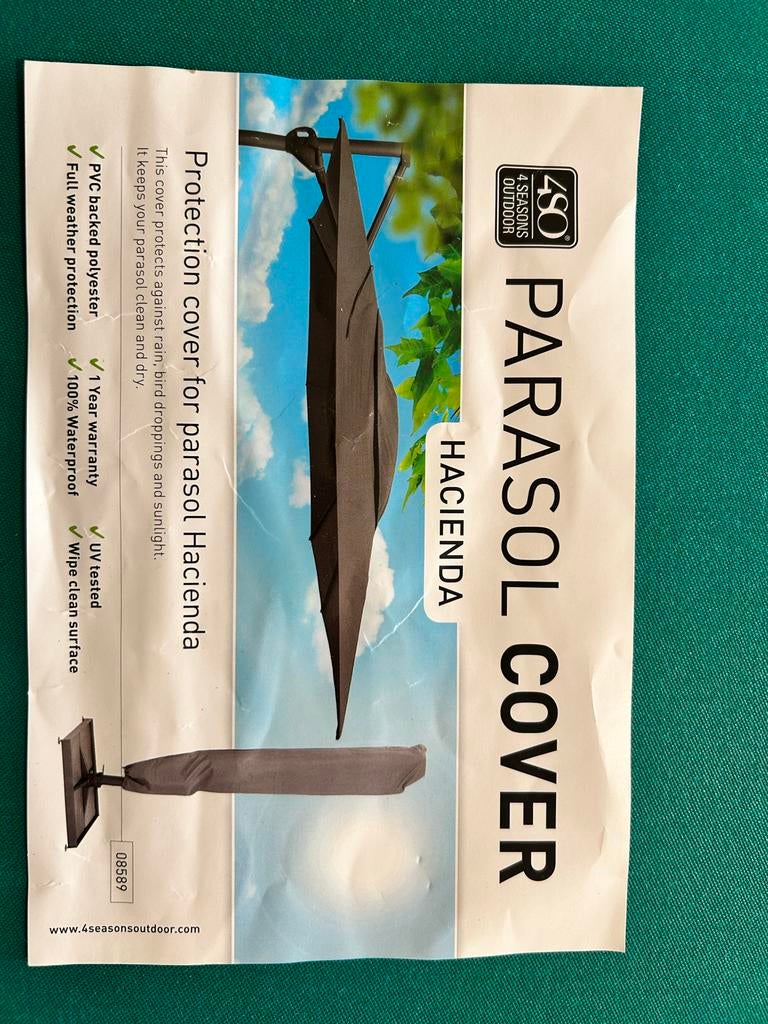 Zweef parasol Hacienda, Tuin en Terras, Ophalen, Zo goed als nieuw, Parasolhoes, Waterdicht