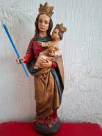 Antiek Mariabeeld met kindje Jezus - Handgeschilderd, Antiek en Kunst, Antiek | Religie, Ophalen of Verzenden