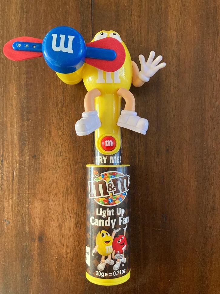 Leuke gele m&m’s ventilator met licht, Verzamelen, Retro, Overige typen, Ophalen of Verzenden