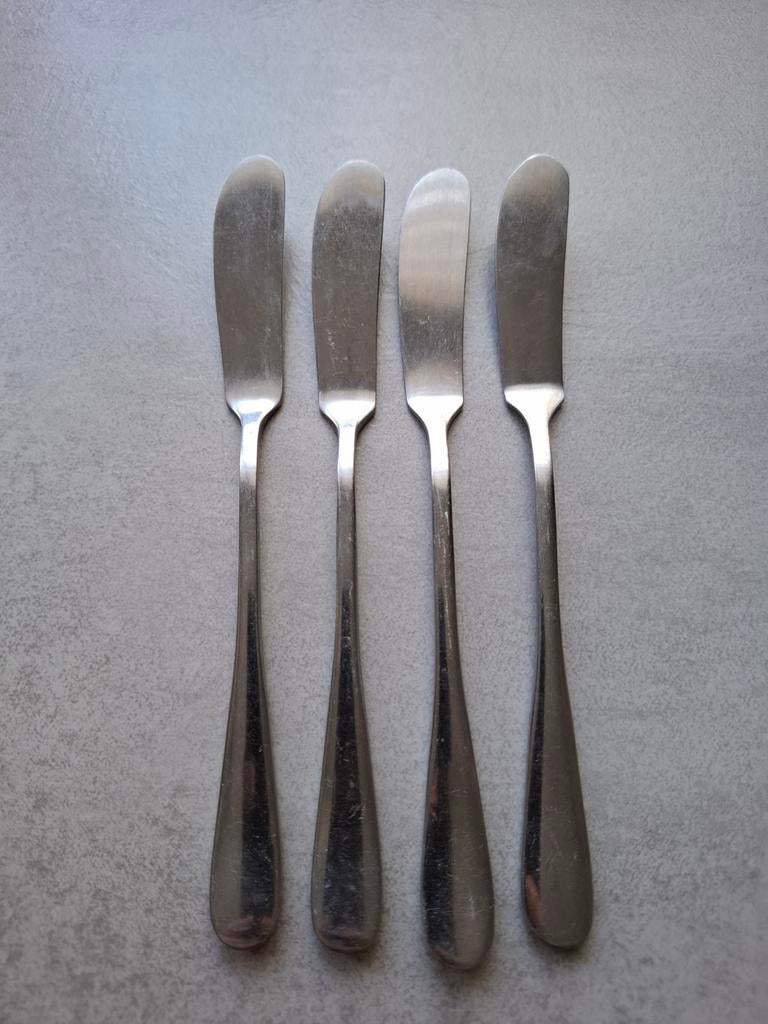 Set van 4 zilverkleurige botermesjes, Antiek en Kunst, Ophalen of Verzenden