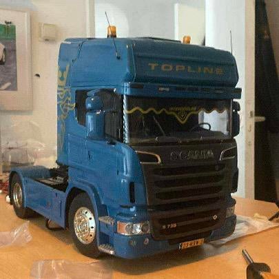Tamiya verkerk scania r730 blauw MFC-01 klein project, Ophalen, Zo goed als nieuw, Auto onroad
