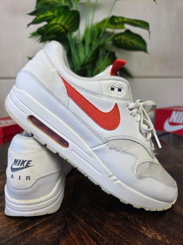 Nike Air Max 1 Tongue Tab White Team Orange maat 46, Ophalen, Wit, Nike, Nike