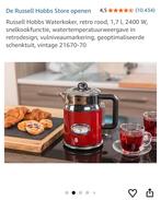 Russell Hobbs Retro Waterkoker Rood - 1.7L, 2400W, 1 tot 2 liter, Ophalen, Nieuw