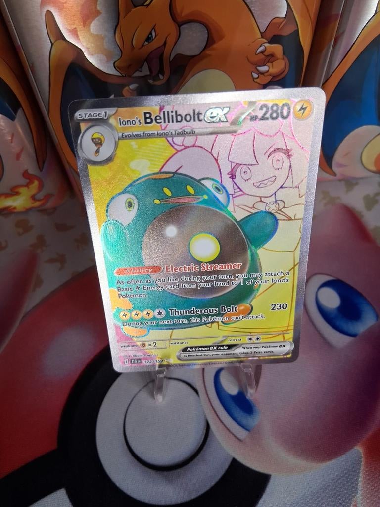 Iono's Bellibolt ex 172/159 Full Art Pokémon Kaart, Ophalen of Verzenden, Zo goed als nieuw, Losse kaart, Foil