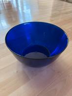 Mooie blauwe glazen saladeschaal, Ophalen, Schaal, Rond, Glas