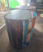 Set bijzettafels meerkleurige hout verrijdbaar, Minder dan 55 cm, Rond, X, Hout