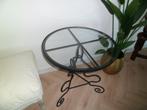 sierlijk rond ijzeren tafeltje met glasplaat kan ook buiten, Ophalen, Minder dan 55 cm, Metaal of Aluminium, Rond