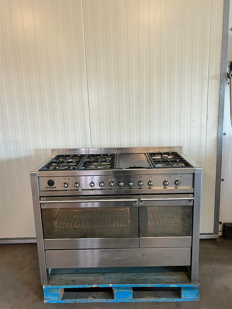 Luxe Smeg Fornuis 6 pits rvs met Grill dubbele oven - 120 cm, Witgoed en Apparatuur, 60 cm of meer, Grill, Ophalen of Verzenden