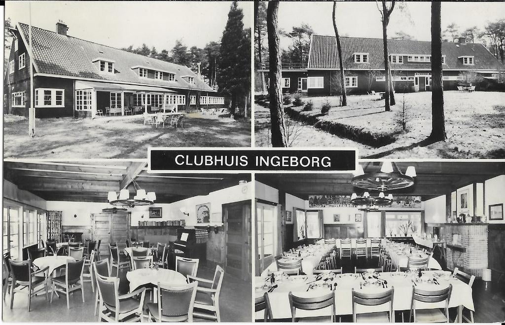 Leusden, Clubhuis Ingeborg, buitenkant, interieur, eetzaal, Verzamelen, Ansichtkaarten | Nederland, Verzenden, 1960 tot 1980, Ongelopen
