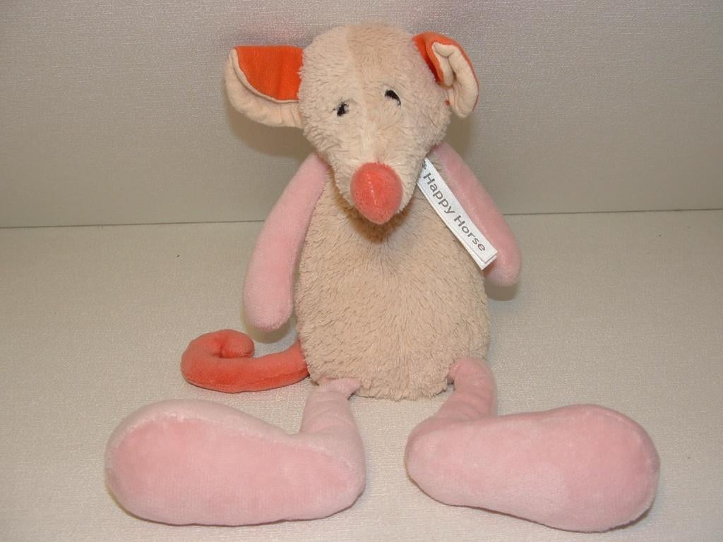 HAPPY HORSE MUIS MOUSE MIA PLUCHE WOLLIG ROOMWIT MET, Ophalen of Verzenden, Nieuw, Overige typen