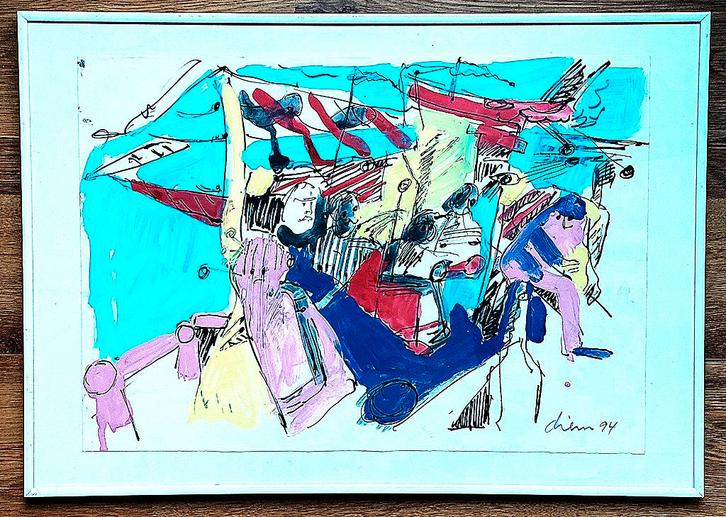 Peter Diem 1945. goed modern werk uit 1994., Antiek en Kunst, Kunst | Schilderijen | Modern, Ophalen of Verzenden