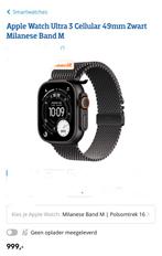Apple Watch Ultra 3Cellular 49mm Zwart Milanese Band Geseald, Zwart, IOS, Nieuw, Ophalen of Verzenden