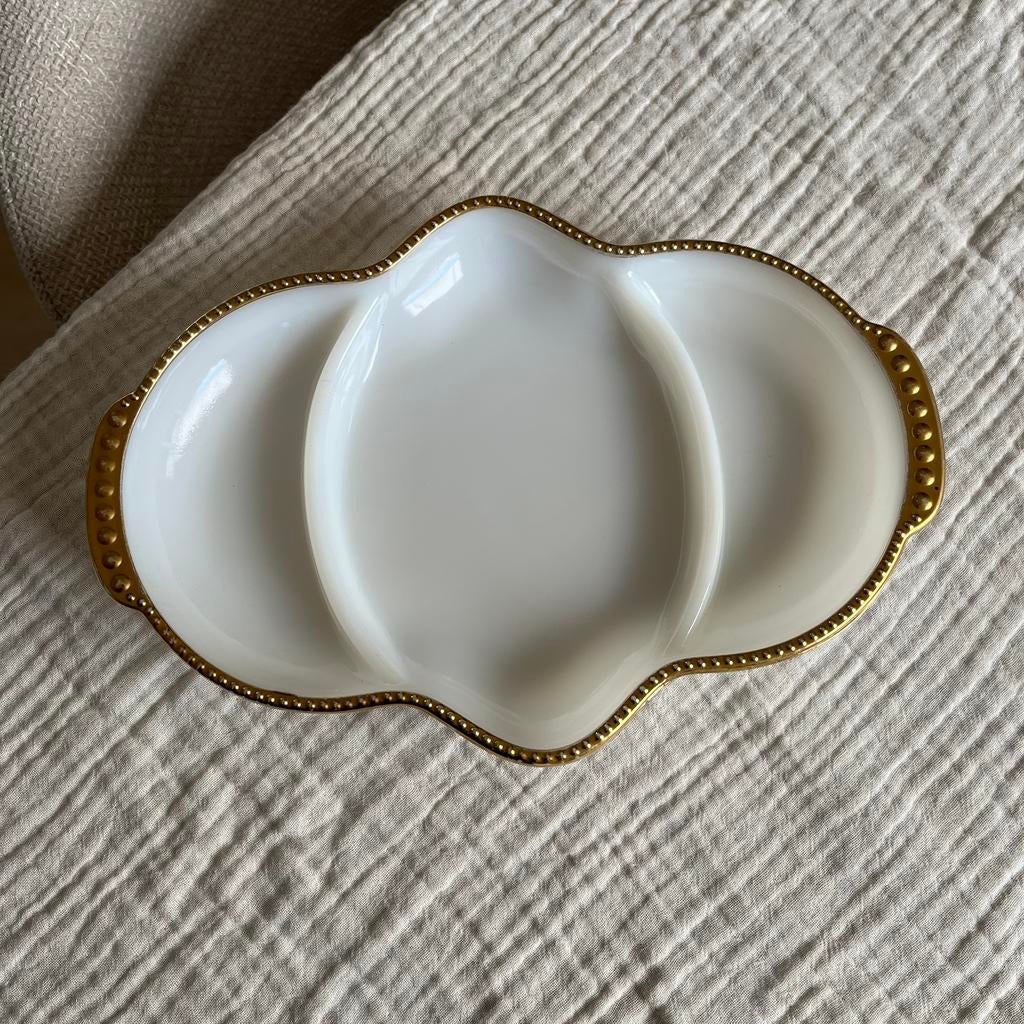 Vintage Anchor Hocking Fire-King melkglas schaal, Ophalen of Verzenden