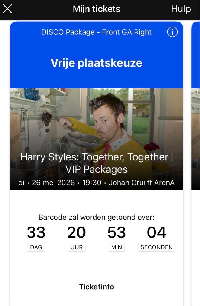 4x Harry styles VIP DISCO 26 mei 2026, Drie personen of meer, November
