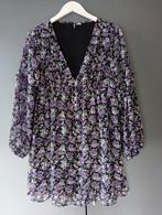 Wijd gevoerd paars gebloemd jurkje mt S, Ophalen of Verzenden, Zo goed als nieuw, Paars, Boven de knie