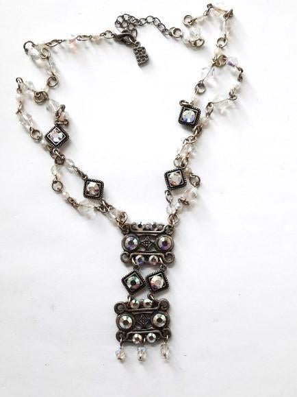 Behave Collier met AB Kristallen en Geometrische Hanger, Ophalen, Zo goed als nieuw, Zilver, Overige materialen