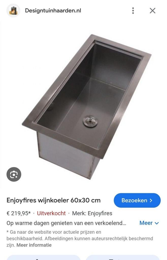 Enjoyfires Wijnkoeler 60x30 voor Vuurtafel - Nieuw!, Tuin en Terras, Ophalen of Verzenden, Nieuw