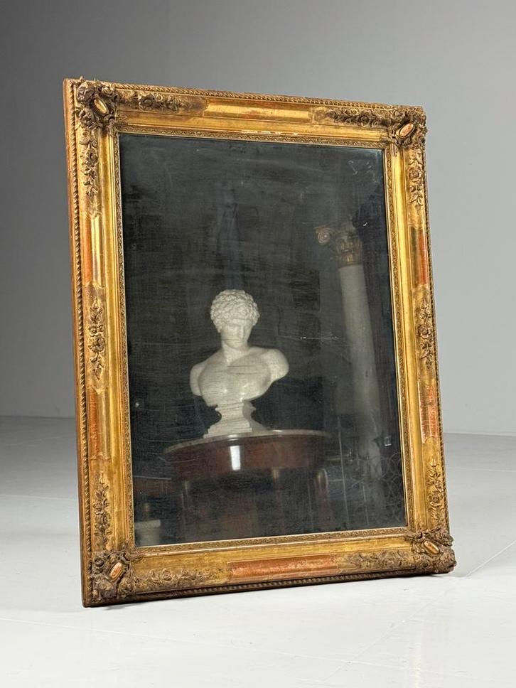 Franse spiegel 19e eeuw, Antiek en Kunst, Antiek | Spiegels, Minder dan 50 cm, Rechthoekig, Ophalen of Verzenden