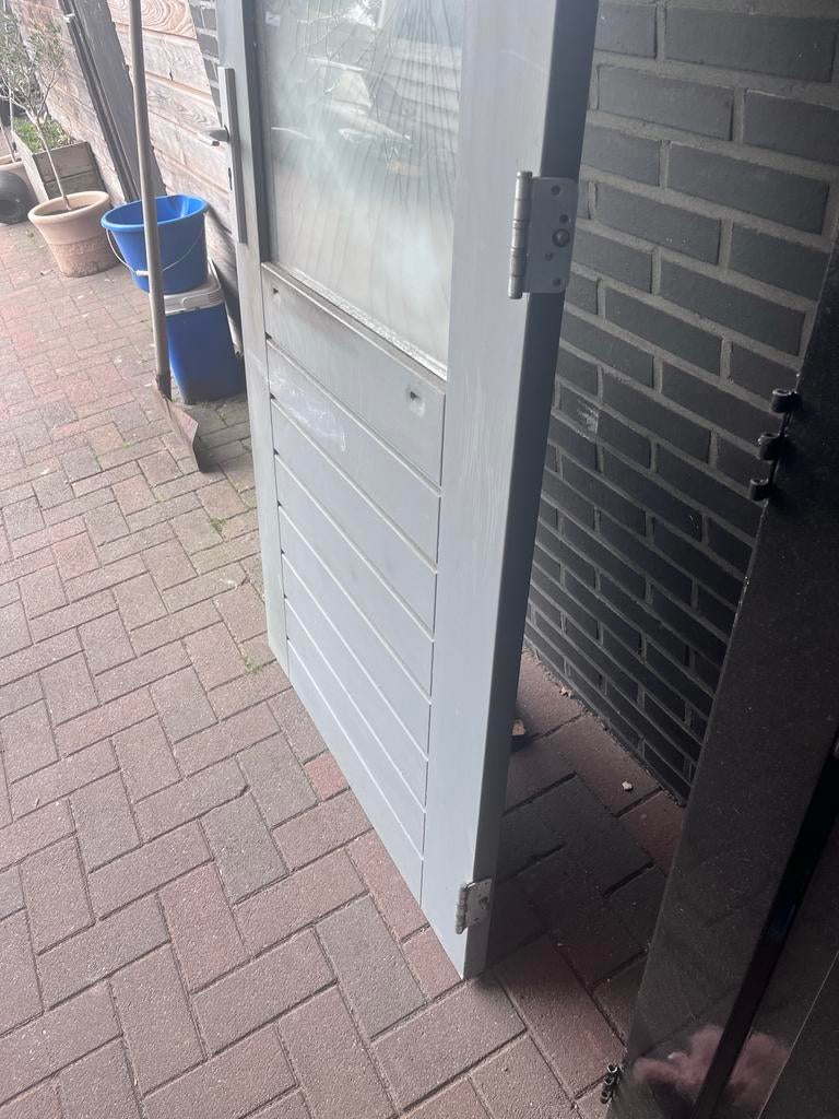 Achterdeur met glas, Doe-het-zelf en Verbouw, Deuren en Horren, Ophalen, Gebruikt, 80 tot 100 cm, 200 tot 215 cm