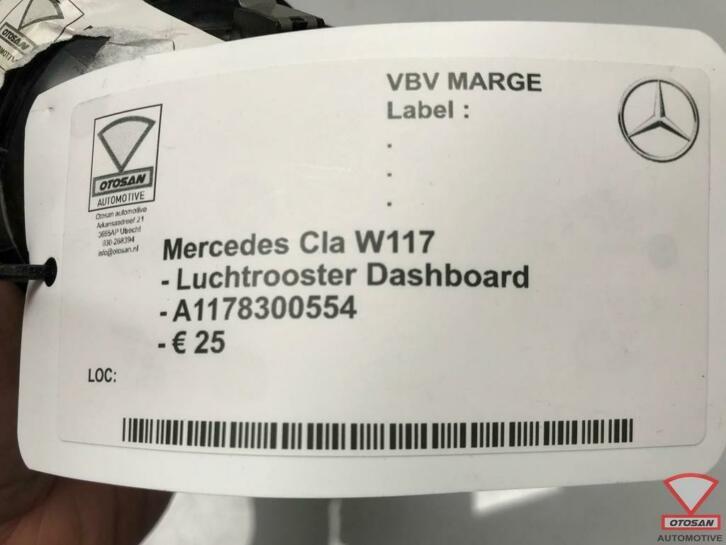 mercedes cla w117 luchtrooster dashboard a1178300554, Gebruikt, Mercedes-Benz AG, Mercedes-Benz, Ophalen of Verzenden