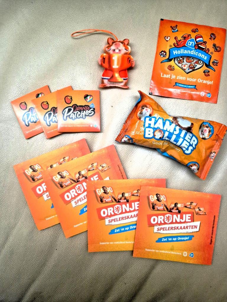 mini AH oranje hamster, Hollandicons, patches, spelerskaarte, Ophalen of Verzenden, Zo goed als nieuw, Overige binnenlandse clubs