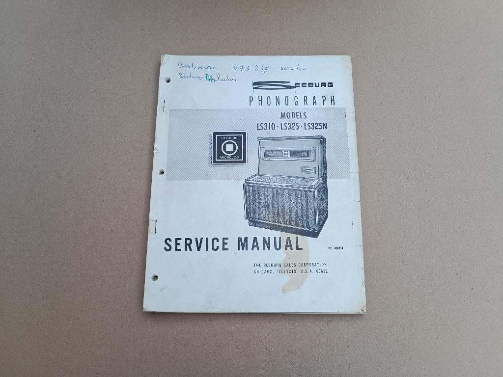 Service Manual Seeburg LS3 (1969) jukebox, Verzenden, Gebruikt, 1950 tot 1960, Seeburg
