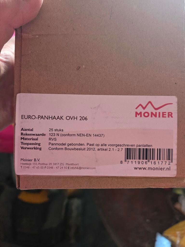 Monier Euro-panhaak OVH 206, Doe-het-zelf en Verbouw, Ophalen of Verzenden, Nieuw