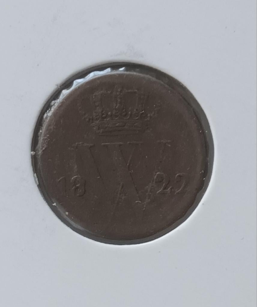 Halve cent Willem I 1822 Br., Ophalen of Verzenden, Koning Willem I, Overige waardes, Losse munt