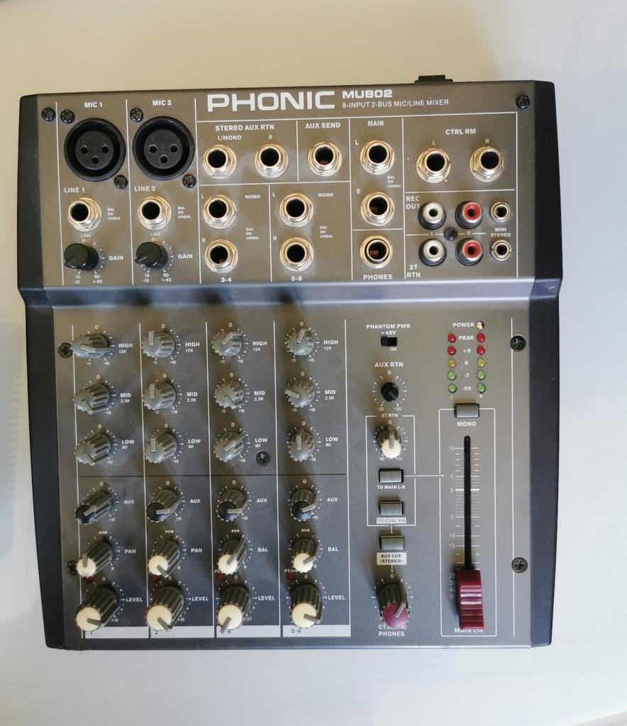 Phonic MU802 V2 Mixer - Compacte 8-kanaals mengtafel, Ophalen of Verzenden, Gebruikt, Minder dan 5 kanalen, Microfooningang
