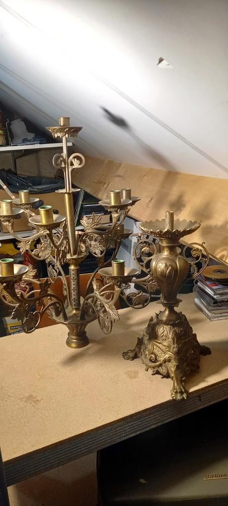 12 Armige kandelaar voor 13 kaarsen, Ophalen, Koper of Brons