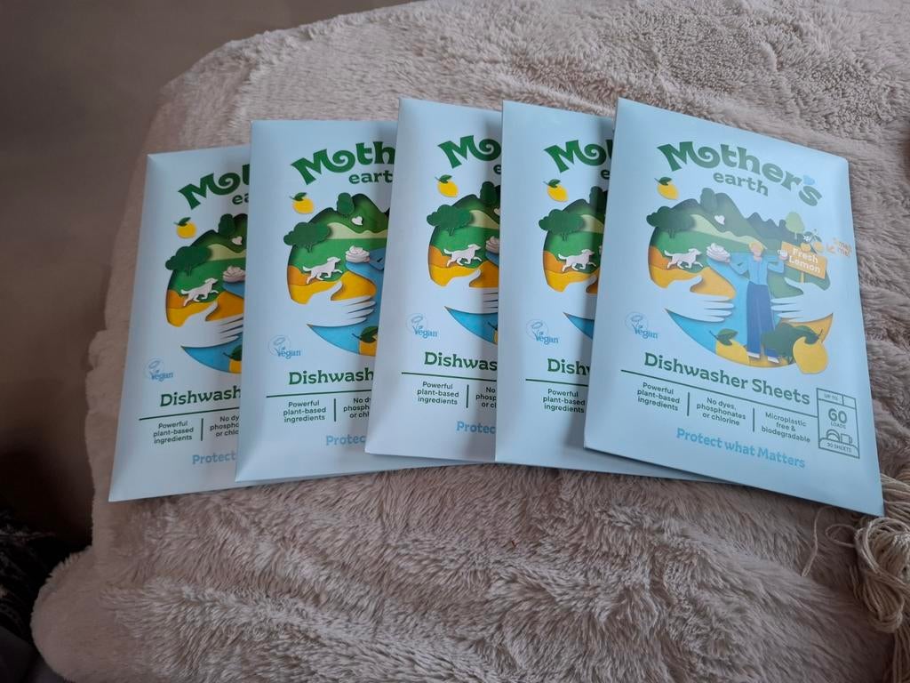 Mothers earth Dishwasher Sheets 5 pakken, Huis en Inrichting, Schoonmaakartikelen, Ophalen of Verzenden, Schoonmaakmiddel