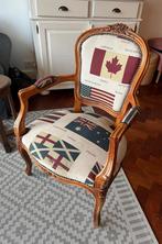 Klassieke kasteel Stoel / fauteuil met vlaggenprint, Ophalen, Gebruikt, Bruin, Klassiek
