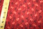 Lap 100% katoen vintage stof - Rood/zwart eikeltjes #3894, Nieuw, Ophalen of Verzenden, 30 tot 120 cm, Katoen