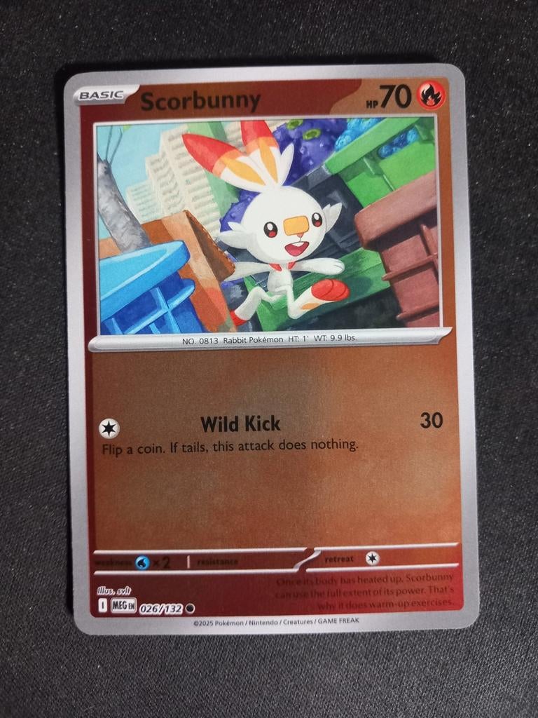 Pokemon Scorbunny 026/132 Mega Evolution Reverse Excellent, Verzenden, Zo goed als nieuw, Losse kaart, Foil