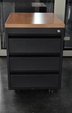 Zwart Rolblok Ladenblok Bureau Houten Bovenblad + sleutel, Minder dan 50 cm, 3 of 4 laden, Minder dan 100 cm, 25 tot 50 cm