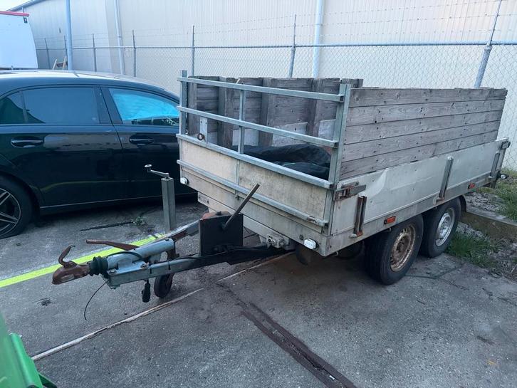 Aanhanger met houten opbouw en laad kiep, Auto diversen, Aanhangers en Bagagewagens, Gebruikt, Ophalen of Verzenden