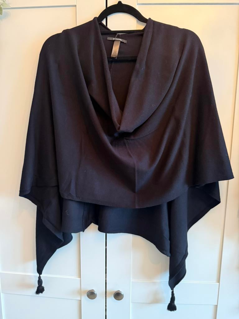 Comma, zwarte poncho met kwasten, nieuw!, Maat 38/40 (M), Zwart, Nieuw, Comma